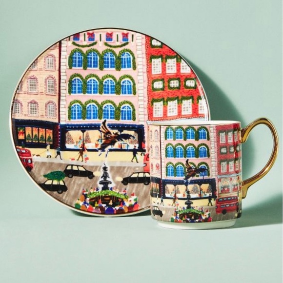 NIB Anthropologie 2022 year Holiday in the City LONDON Dessert Plate Christmas - Picture 4 of 9